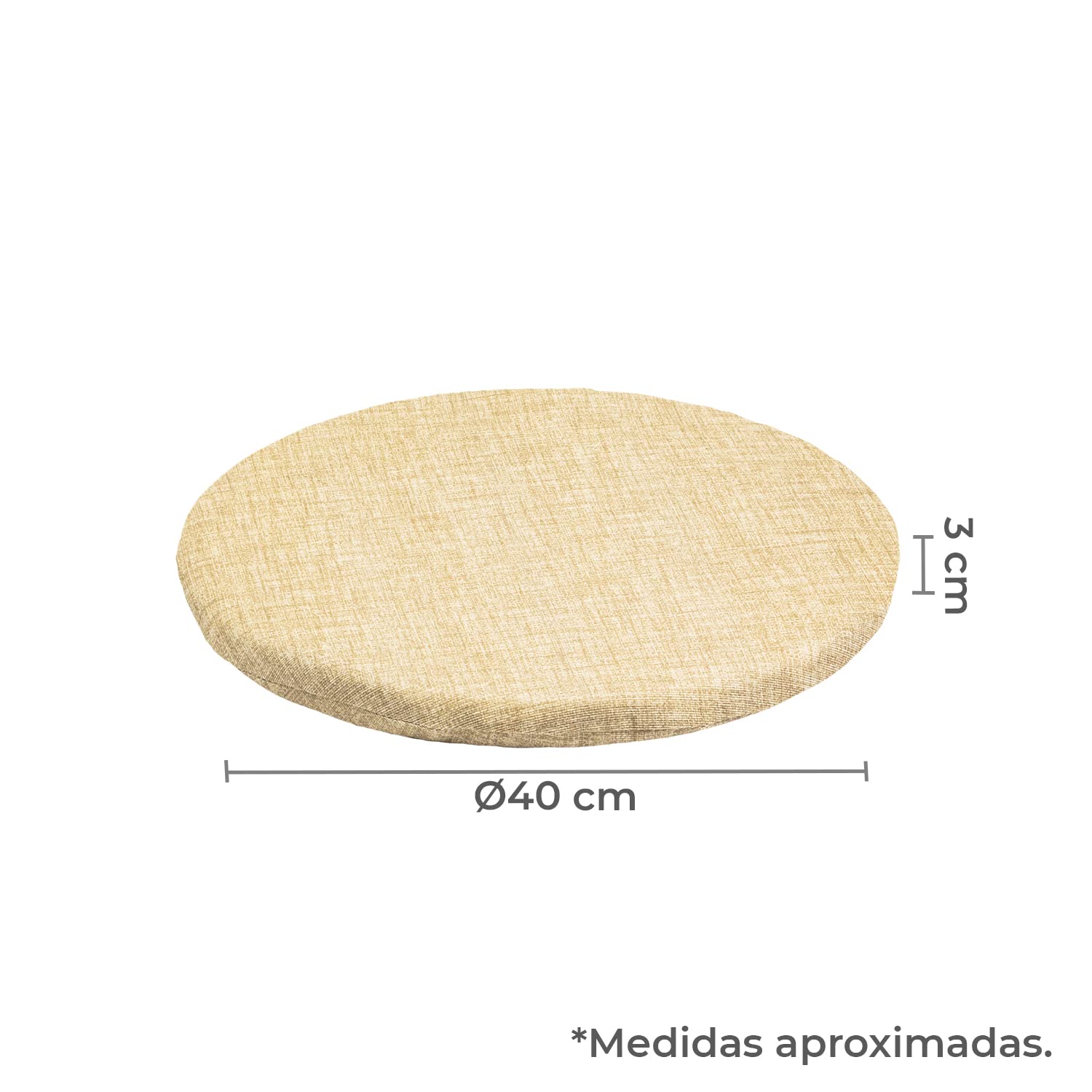 TIENDA EURASIA - Pack de 4 Cojines Redondos, Exterior e Interior, Funda Lavable, ø40x3 cm, Beige - 2