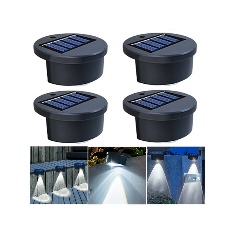 Zestaw 4 solarnych lamp zewnętrznych, wodoodporne lampy solarne do stopni, solarne lampy do krawędzi basenu