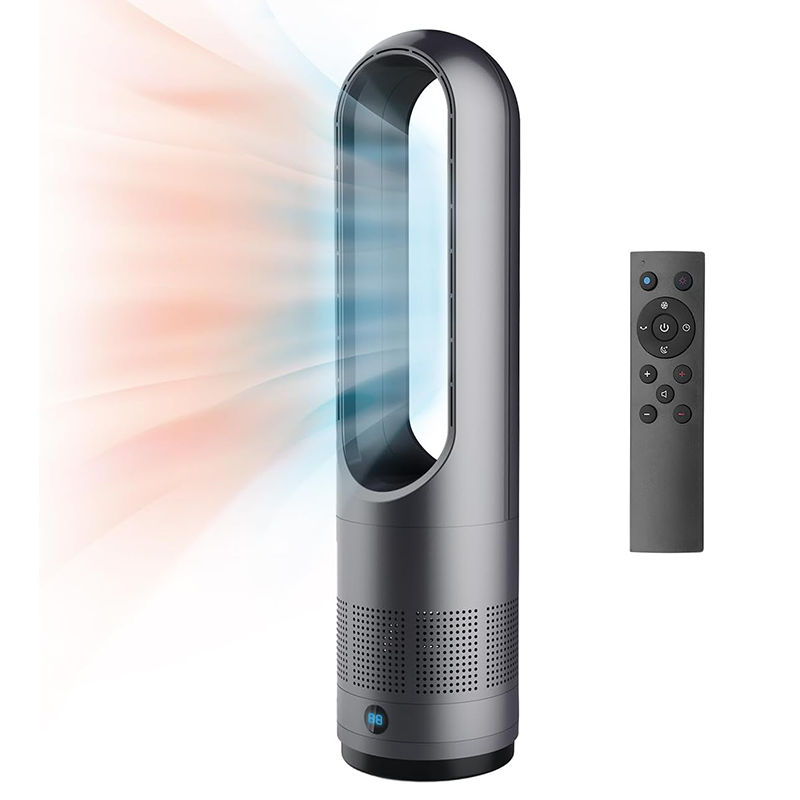 Ventilador sin aspas, portátil y silencioso, ideal para el dormitorio, el hogar y la oficina (gris).