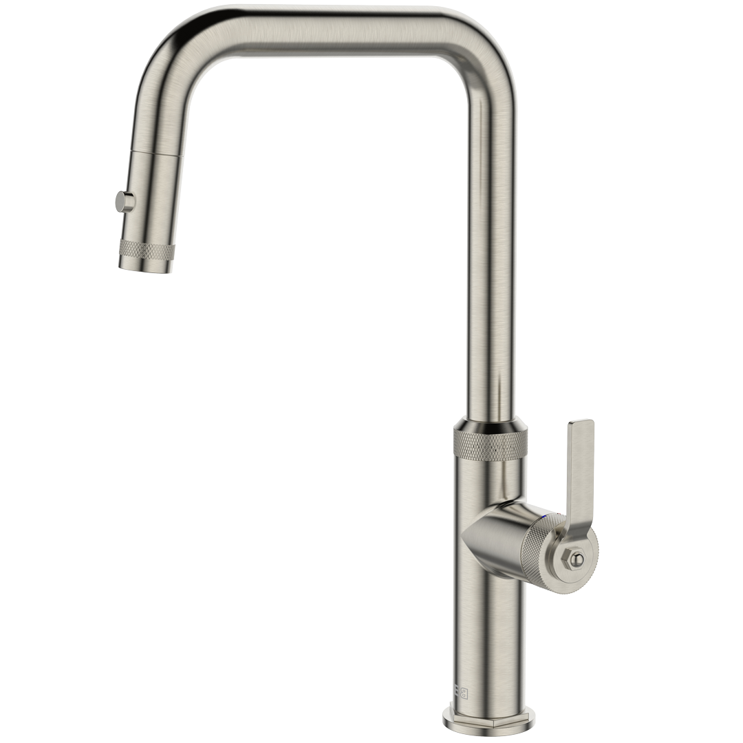 Bateria zlewozmywakowa z wyciąganą wylewką stali nierdzewnej