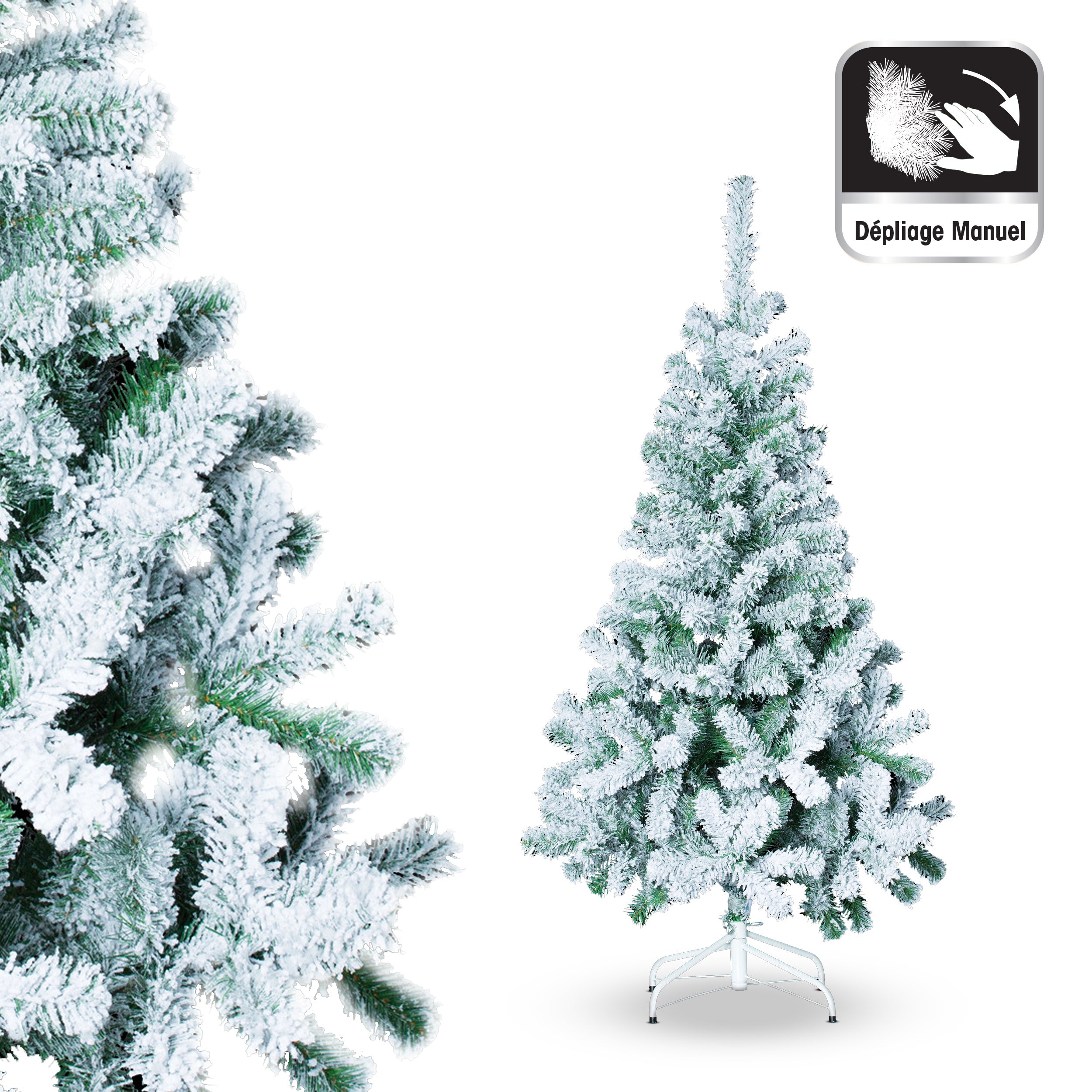 Sapin de Noël Neige Artificielle 150cm Floqué - Feeric Lights & Christmas - 2