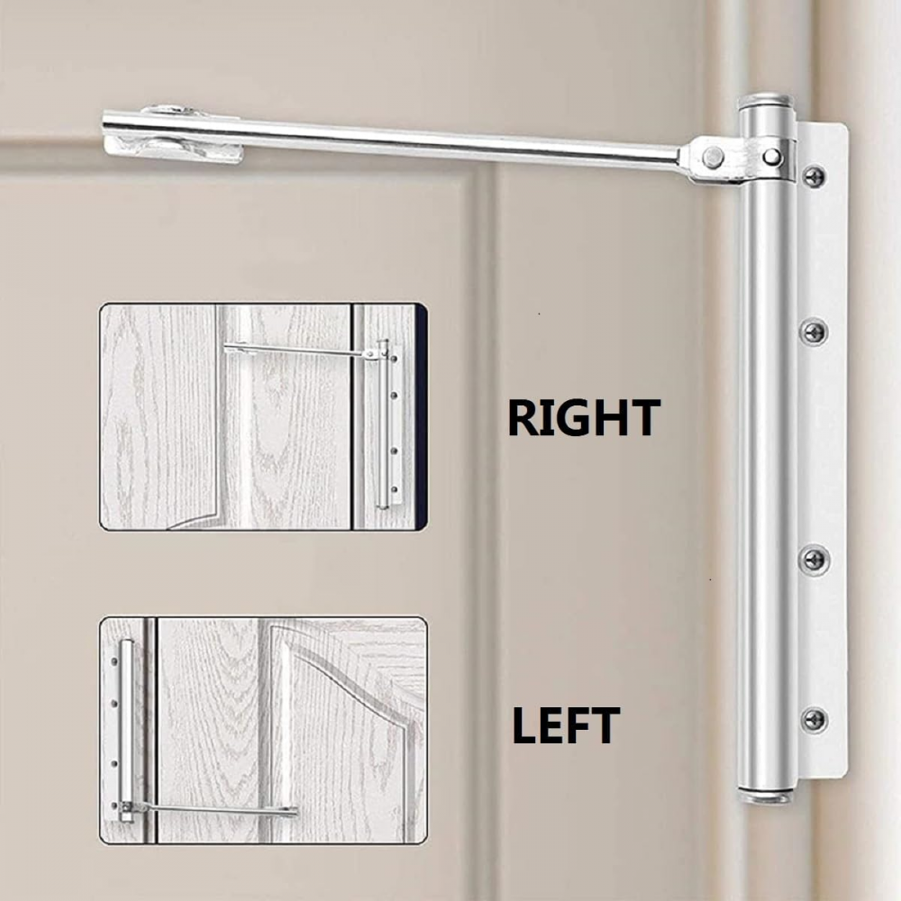 Ferme-porte hydraulique - Acier inoxydable - Ferme-porte intérieur - Avec vis et clé Allen intégrée - Capacité de charge 40 à 50 kg - Ressort de porte - 6