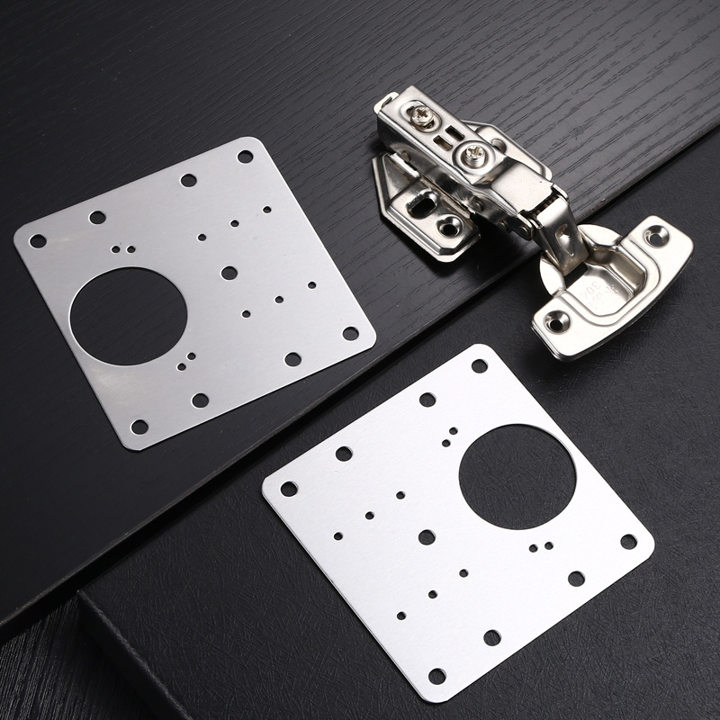 Plaque de réparation pour charnières de meubles 9x9 cm en acier inoxydable 2-pack - 4