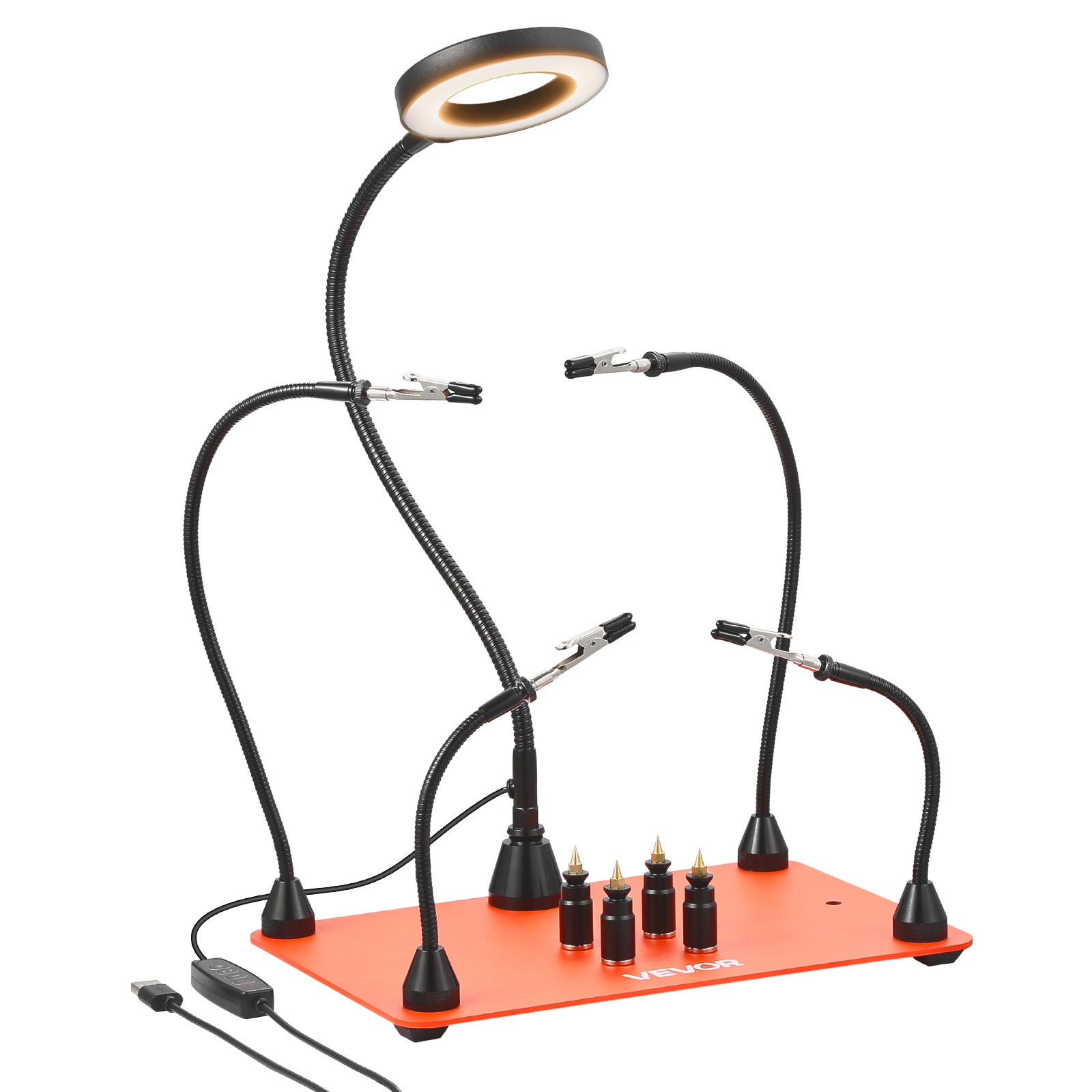 Soldering Aid Trzecia ręka Magnetyczna stacja lutownicza Lampa LED powiększająca 4 uchwyty PCB VEVOR