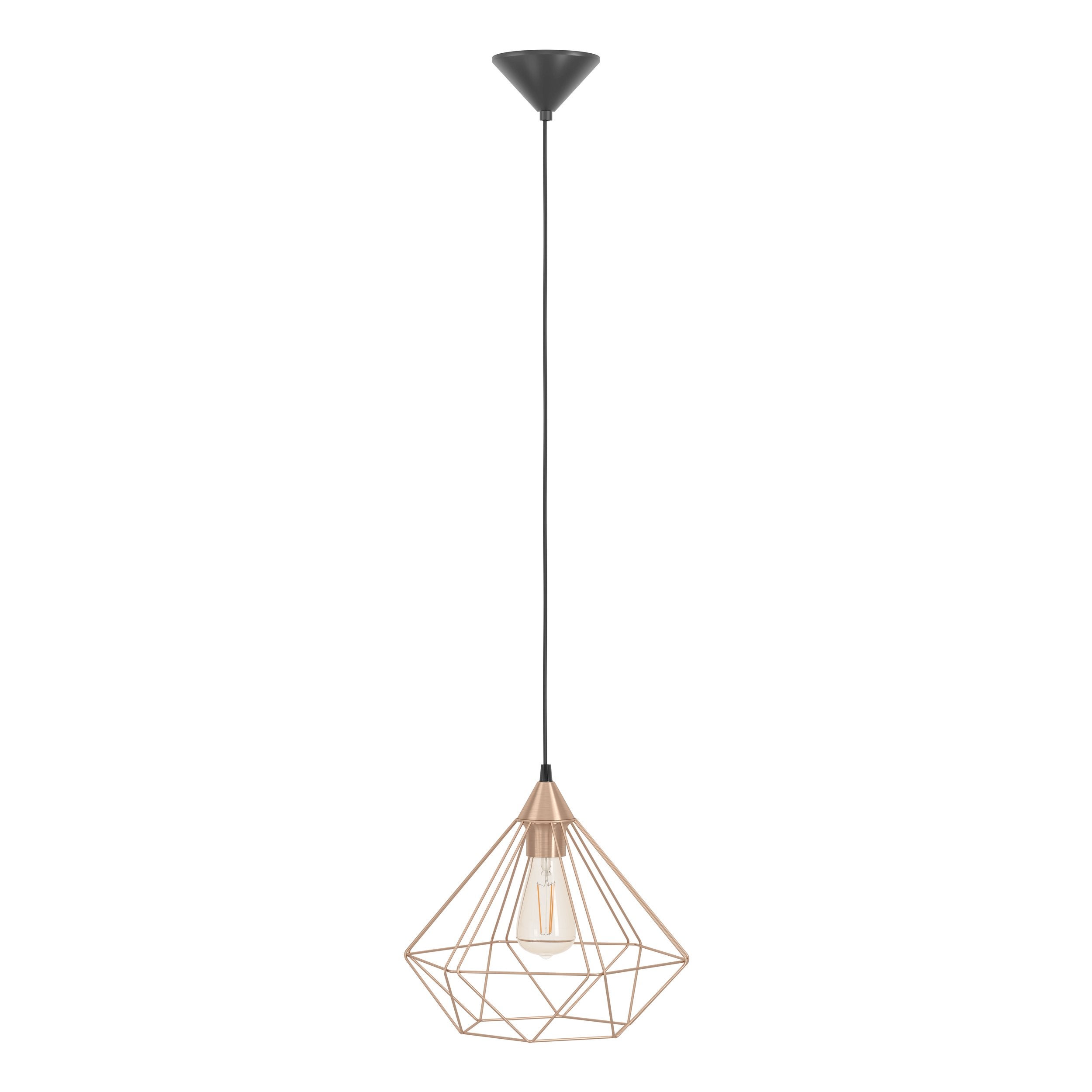 Lámpara Colgante Vintage Eglo Tarbes Negro y Cobre 1 Bombilla E27 32,5cm - 4