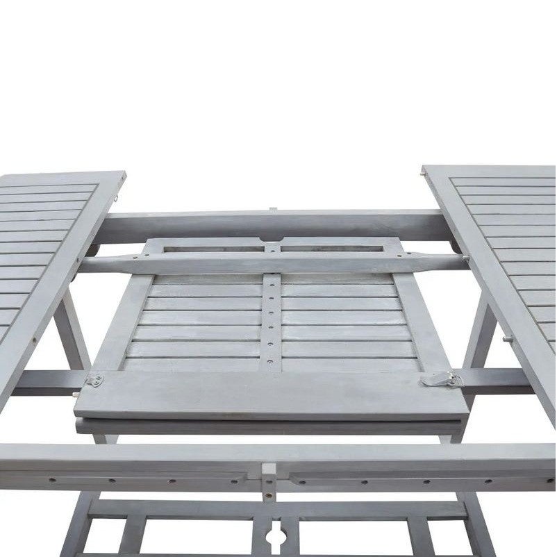 Table de jardin ovale extensible acacia massif gris Alline - 6