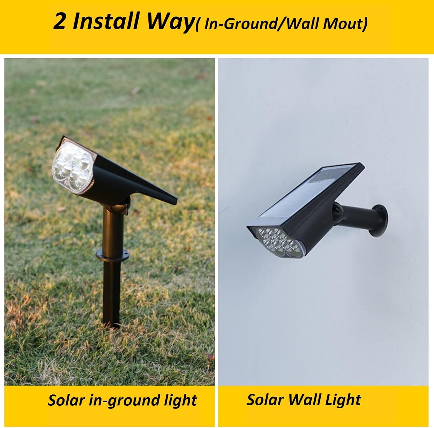 Luci Solari Esterne BITPOTT 4 Pezzi | 2 In 1 Caldo/freddo | Impermeabili IP65 Accensione Automatica | Per Giardino Patio Vialetto