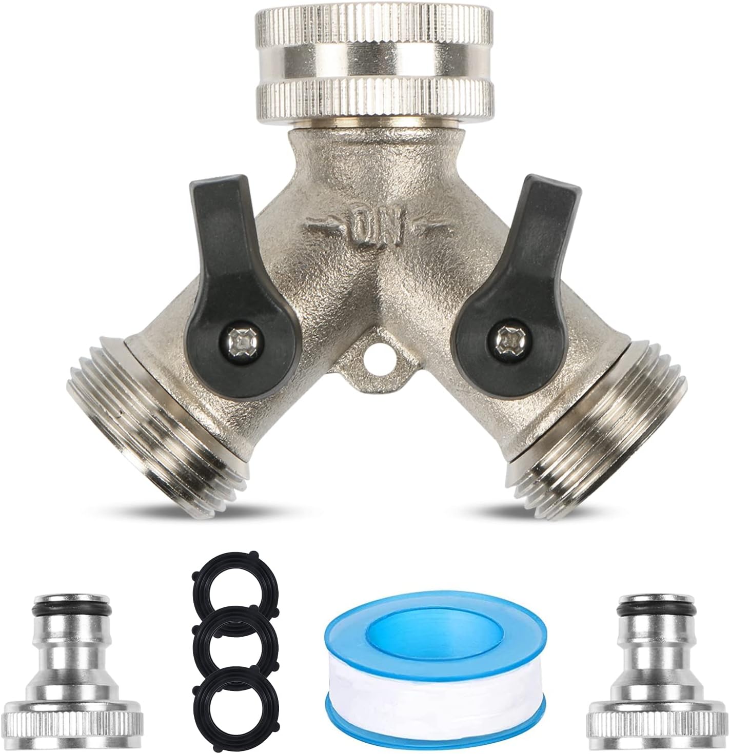 Dwukierunkowy rozdzielacz Y, podwójny kran do pralki, mosiężny adapter do węża ogrodowego 3/4", przyłącze do kranu rozdzielającego z adapterem do