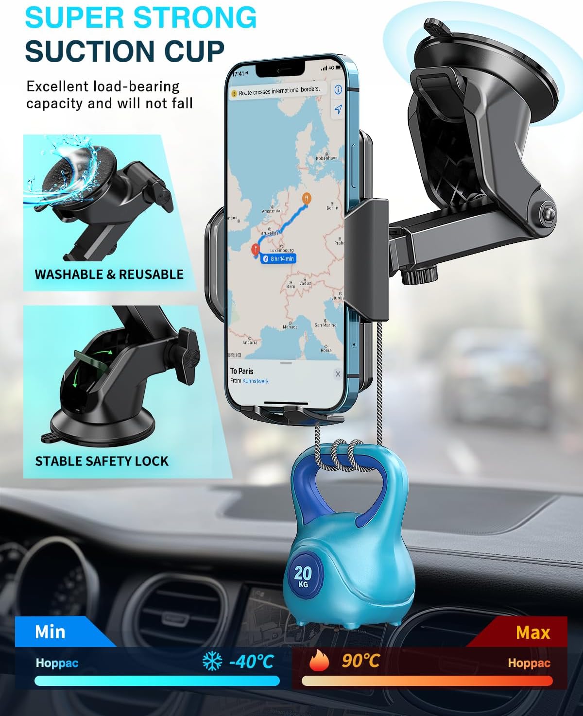Blukar Supporto Auto Smartphone, 360° Rotazione Porta Cellulare Auto p