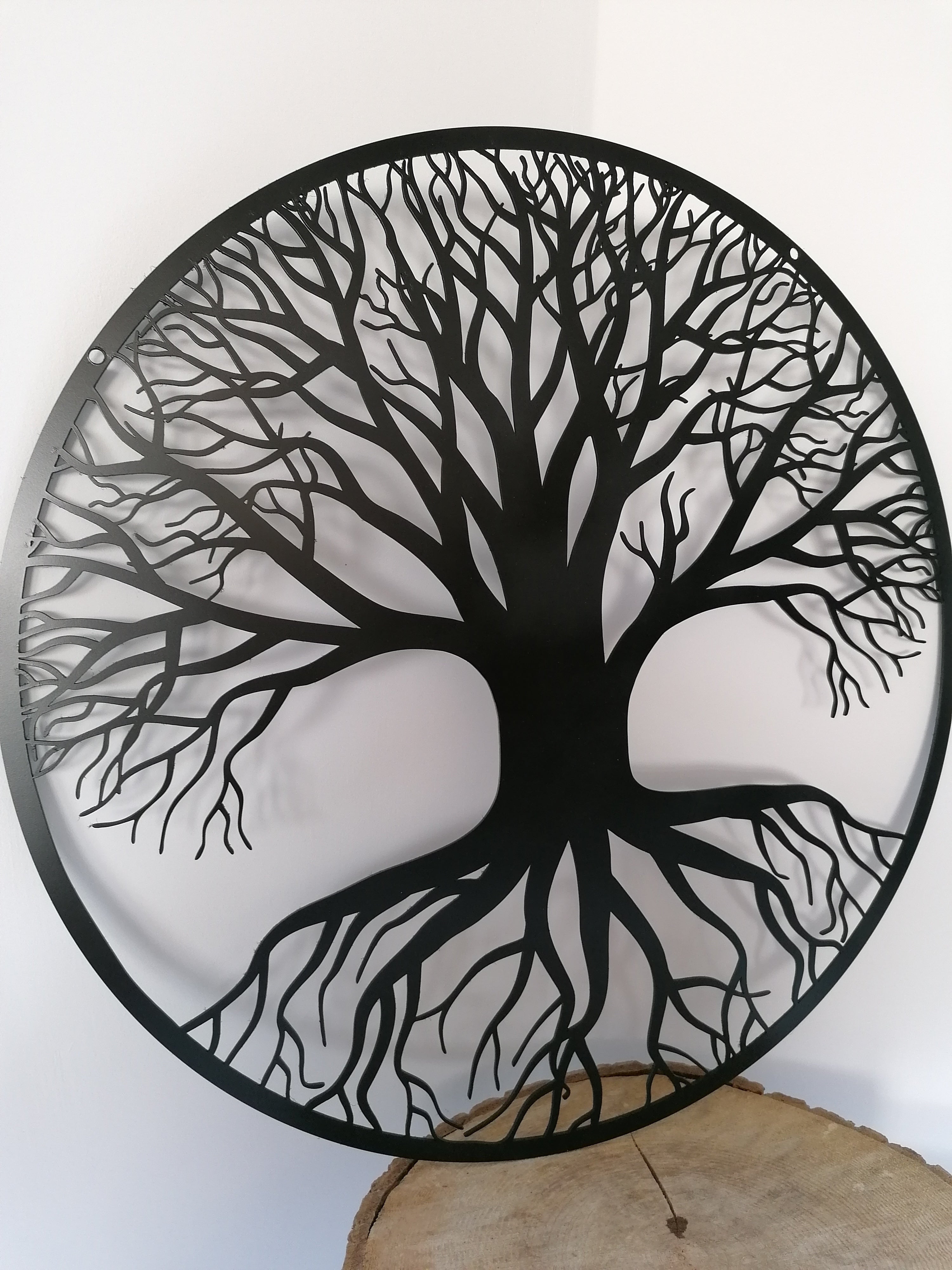Arbre de vie 100 cm mural en métal, NOIR THERMOLAQUÉ, intérieur et extérieur - 6