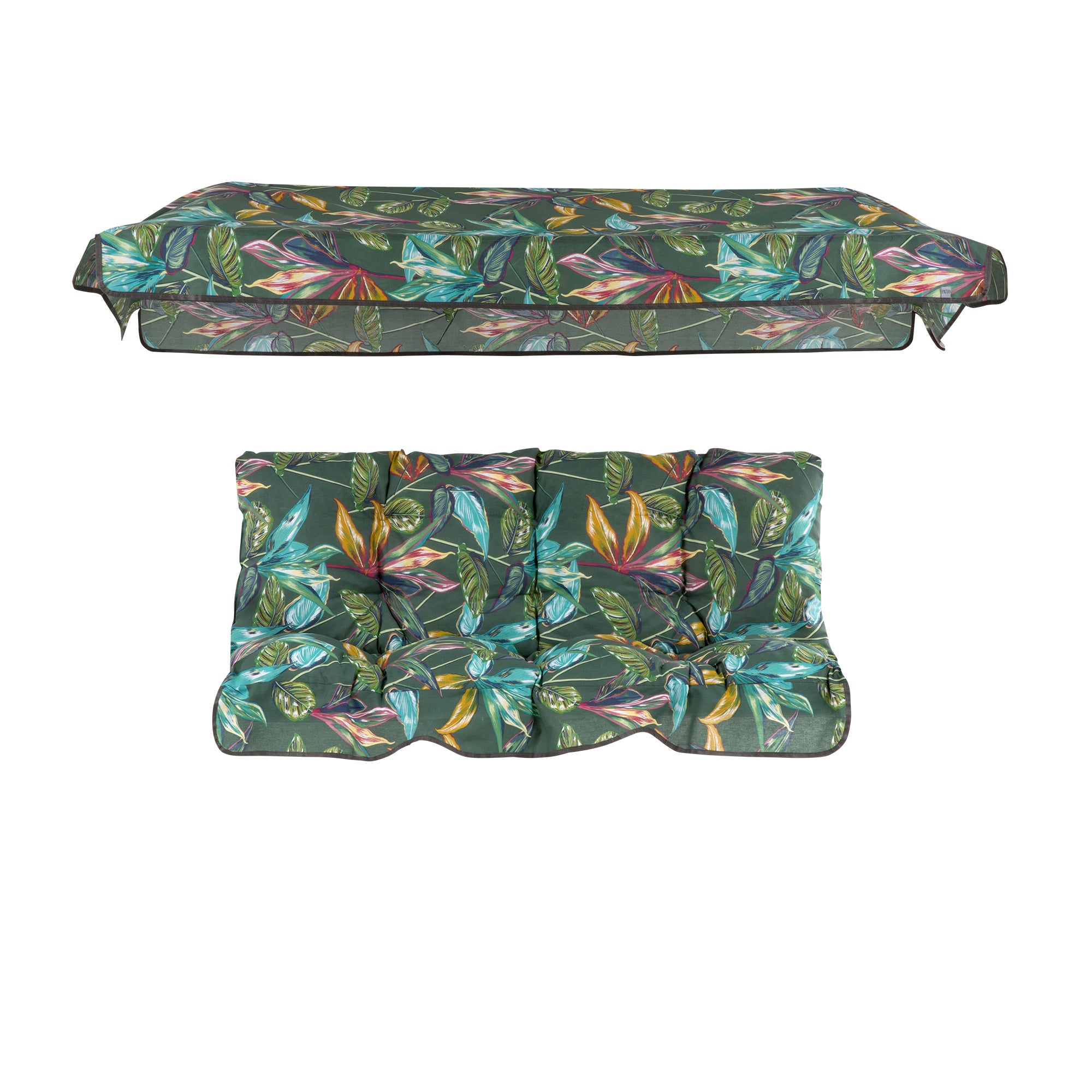 Poduszki z daszkiem na huśtawkę 130 cm Luna / Kate G058-02PB PATIO liście zielono-niebieskie