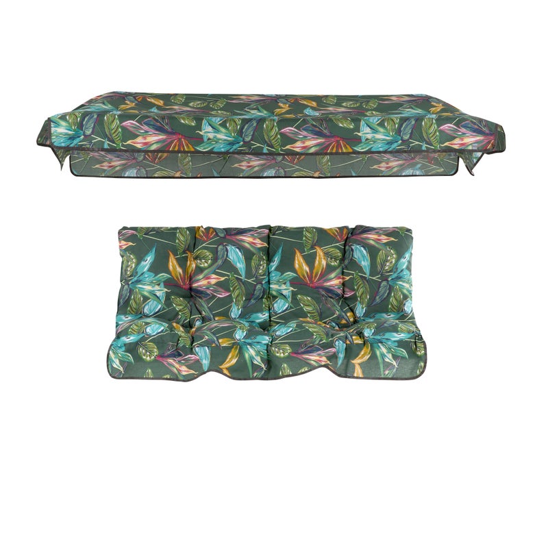 Poduszki z daszkiem na huśtawkę 130 cm Luna / Kate G058-02PB PATIO liście zielono-niebieskie