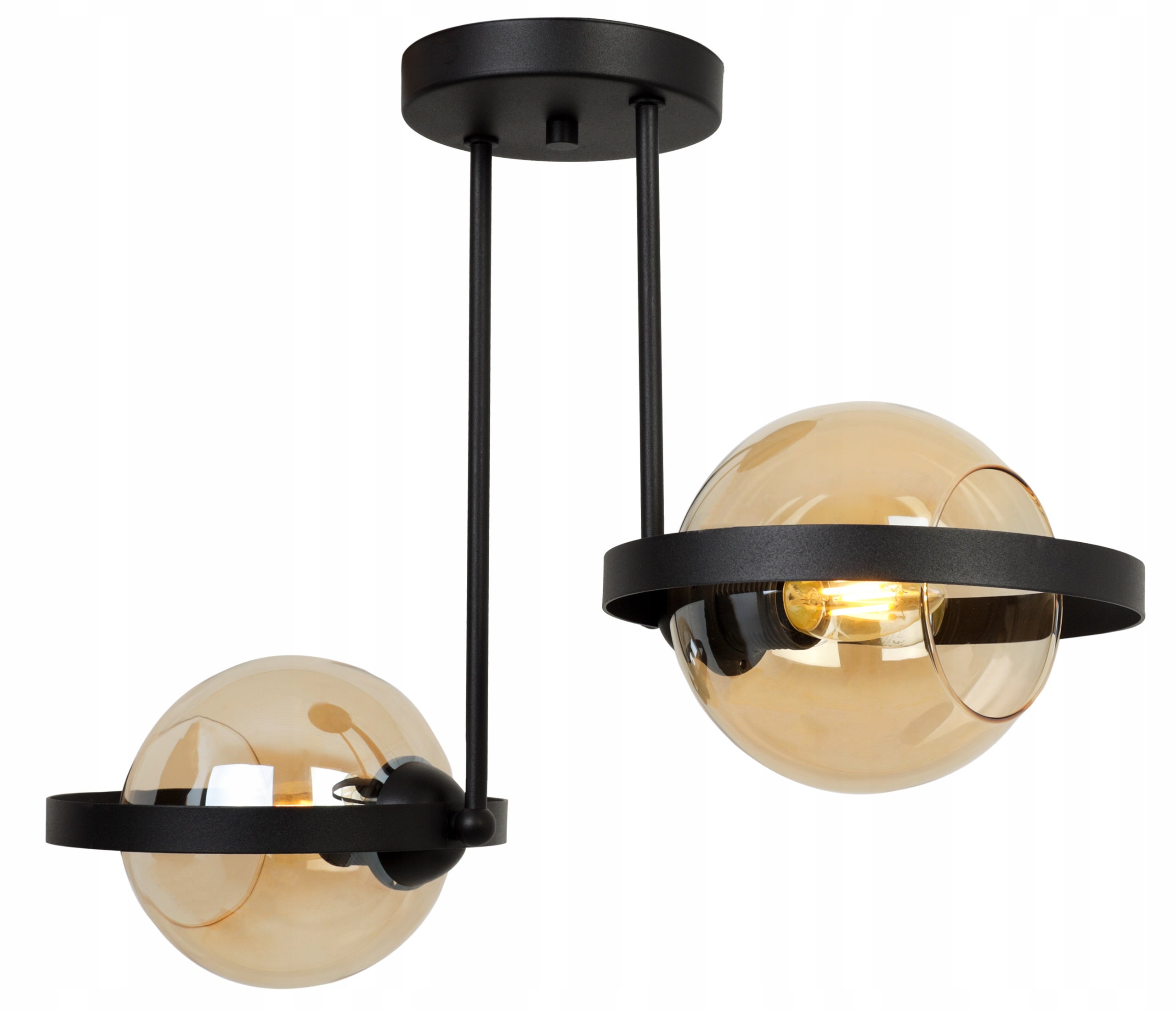 Lampa sufitowa wisząca modern 2xE27 klosz okrągły czarny/miodowy Light Home LH - 8