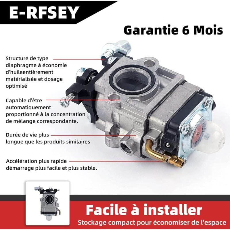 Carburateur Débroussailleuse 52cc 49cc 43cc Carbu Kit Carbu avec Joint Tuyau, Bougie et Filtre à Essence - 5