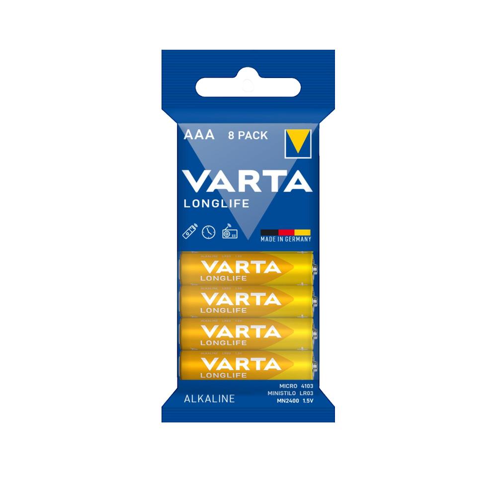 Bateria alkaliczna Varta Longlife AAA 1,5V niebiesko-żółta zestaw 8 sztuk