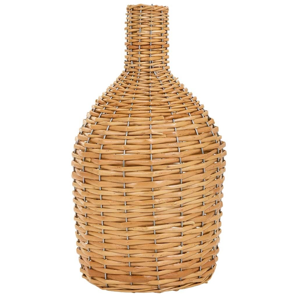 Jarrón Rústico De Mimbre Trenzado Con Cuello Cerrado - 26 Cm De Altura (Moderno Y Artesanal)