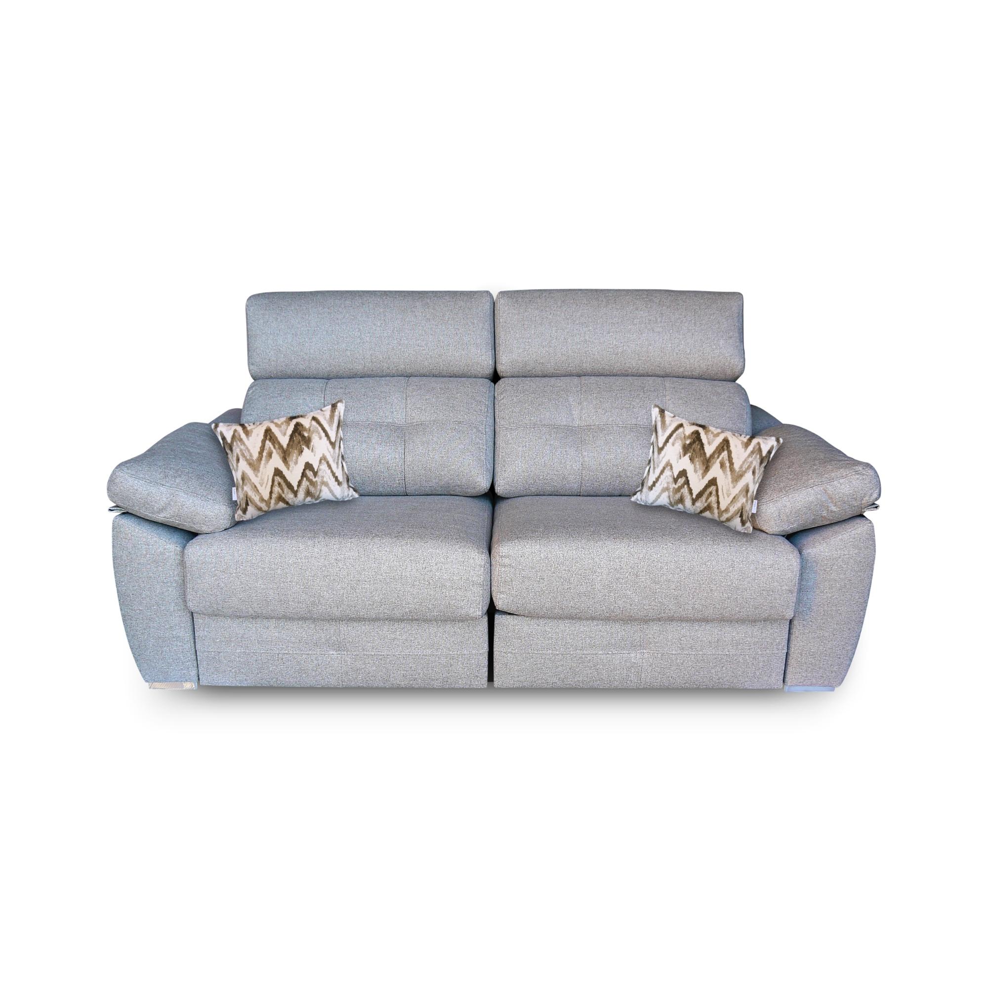 Sofá 3 plazas con asiento deslizante extra largo- arcón en brazos-color 10 gris/marrón-modelo ocean 2 asientos-200cm de ancho. minutos de confort