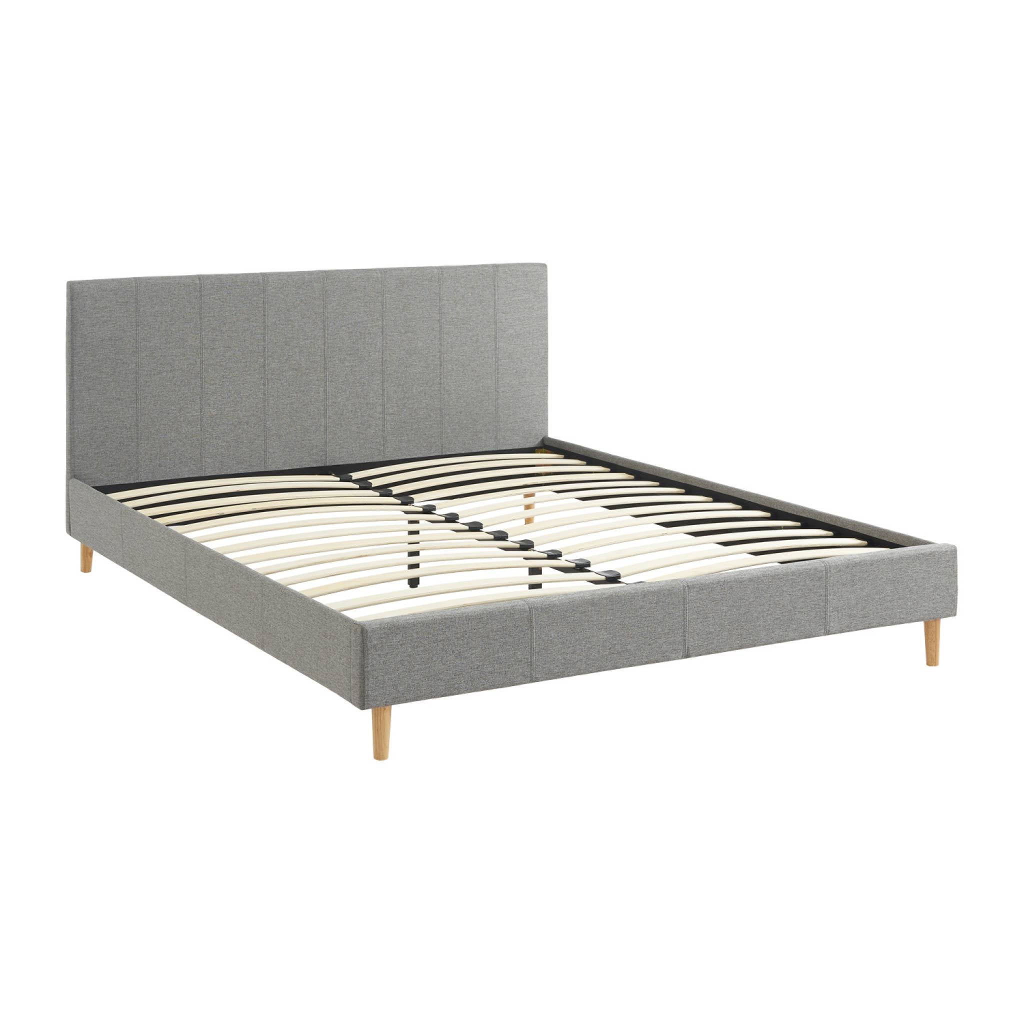 Struttura letto con rete a doghe e testiera 160cm, tessuto