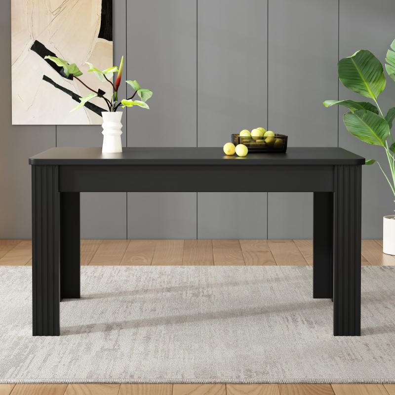 Tavolo da pranzo moderno in rovere 116×65×75 cm con 4 gambe robuste - Design pulito, facile manutenzione, ideale per pranzi e caffè, colore nero - 4