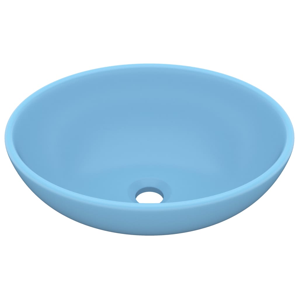 Lavabo Ovale Da Appoggio In Ceramica Bianco Opaco | 40x33 Cm Con Foro Scarico 4.5 Cm | Design Moderno E Lussuoso