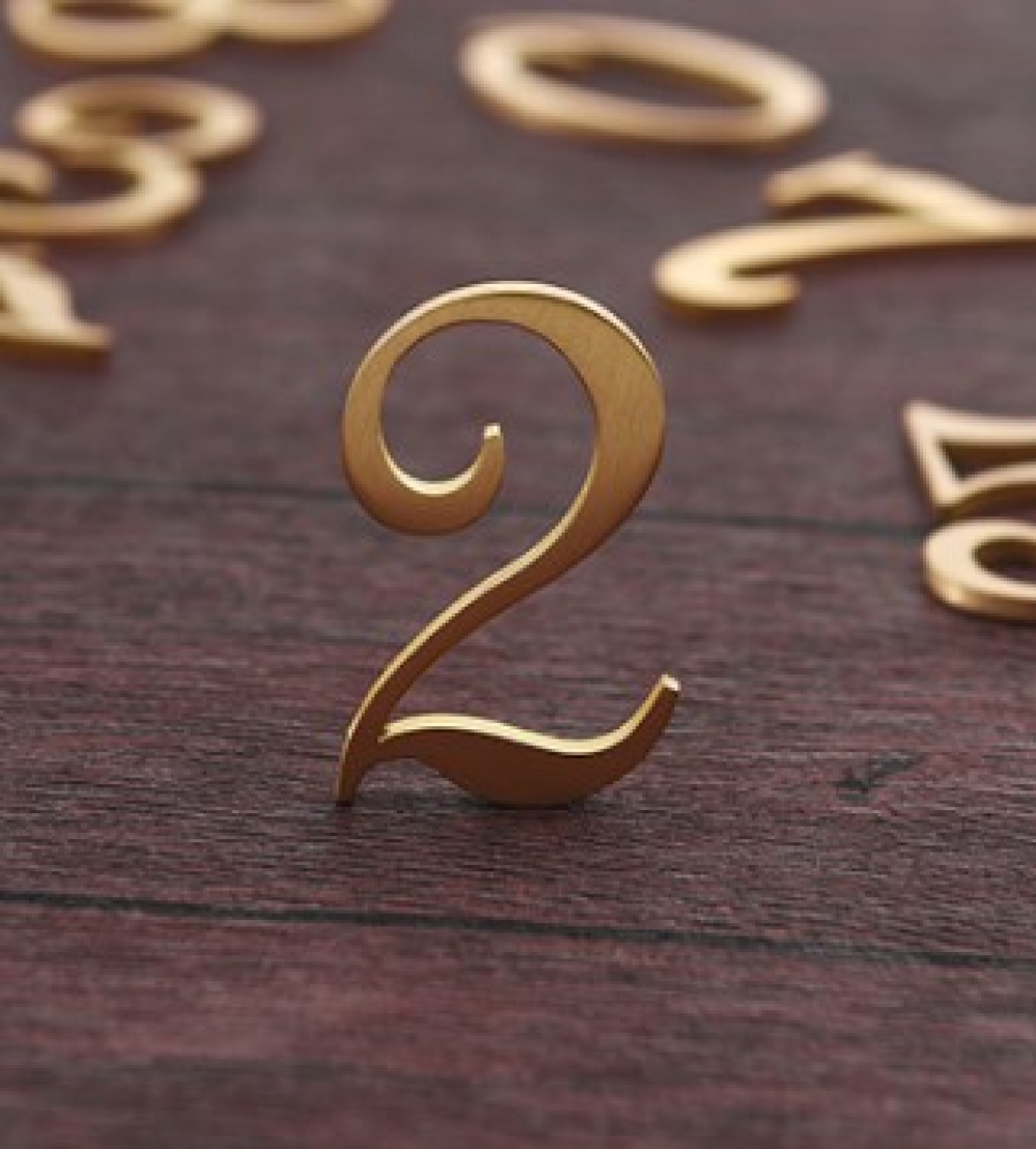 Eleganckie numery domów z mosiądzu, stylowe numery domów o wysokości 5 cm (2 cale), metalowe numery adresowe (numer domu 2)