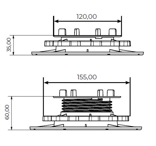 Plot réglable pour Dalles de 35 à 60 mm - ARKIMEDE - 3