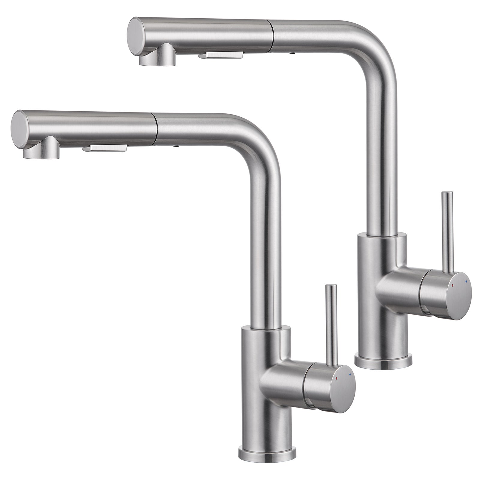 LOVHAUS Zestaw 2 Baterii Kuchennych Wysuwanych, Baterie Zlewozmywakowe Obrotowe 360°, Bateria Kuchenna Z 2 Typami Strumienia