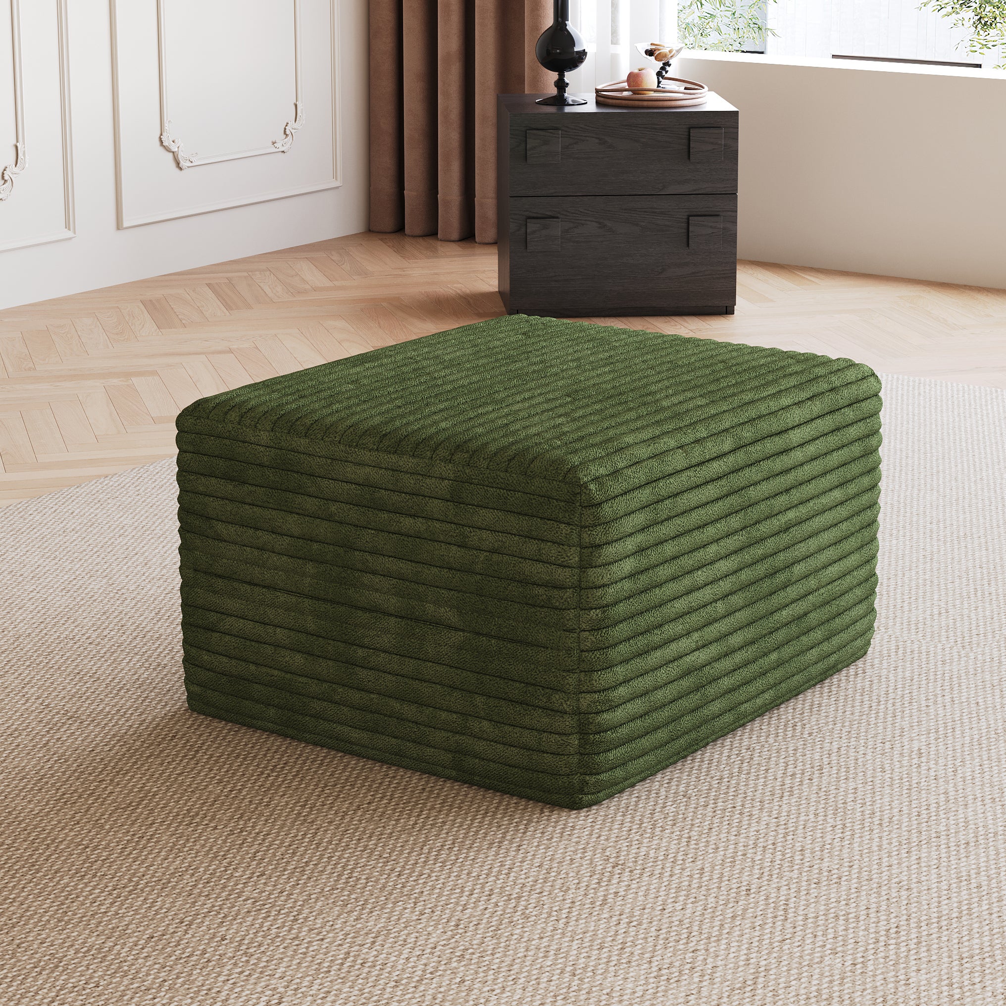 Puf verde para salón de pana, relleno de espuma, asiento cómodo, 65 x ...
