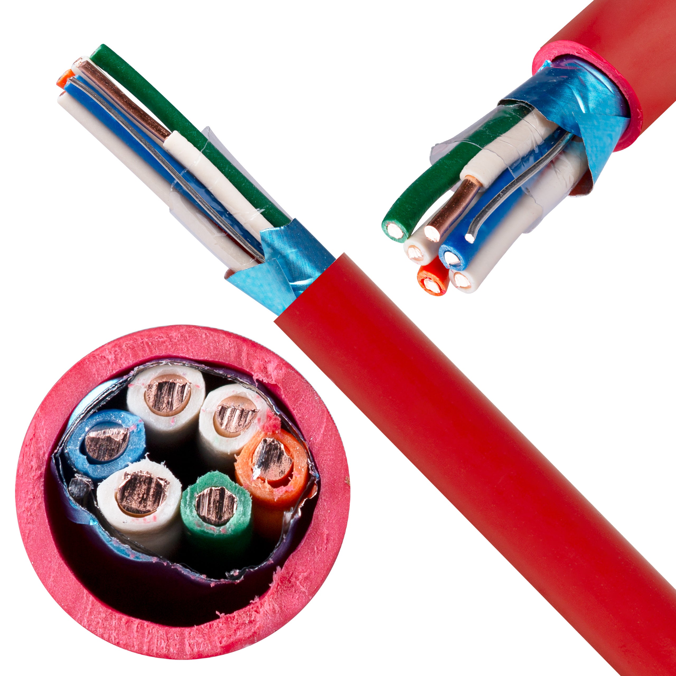 Kabel przeciwpożarowy parowany YnTKSYekw 3x2x0,8mm czerwony 150V ekranowany drut Bitner 100m