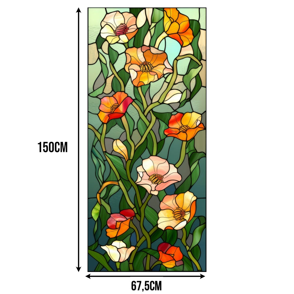 Adesivi Elettrostatici Per Finestra Tulipani – 49x67 Cm – 8 Pezzi – Riutilizzabili, Senza Colla, Effetto Vetrata Colorata