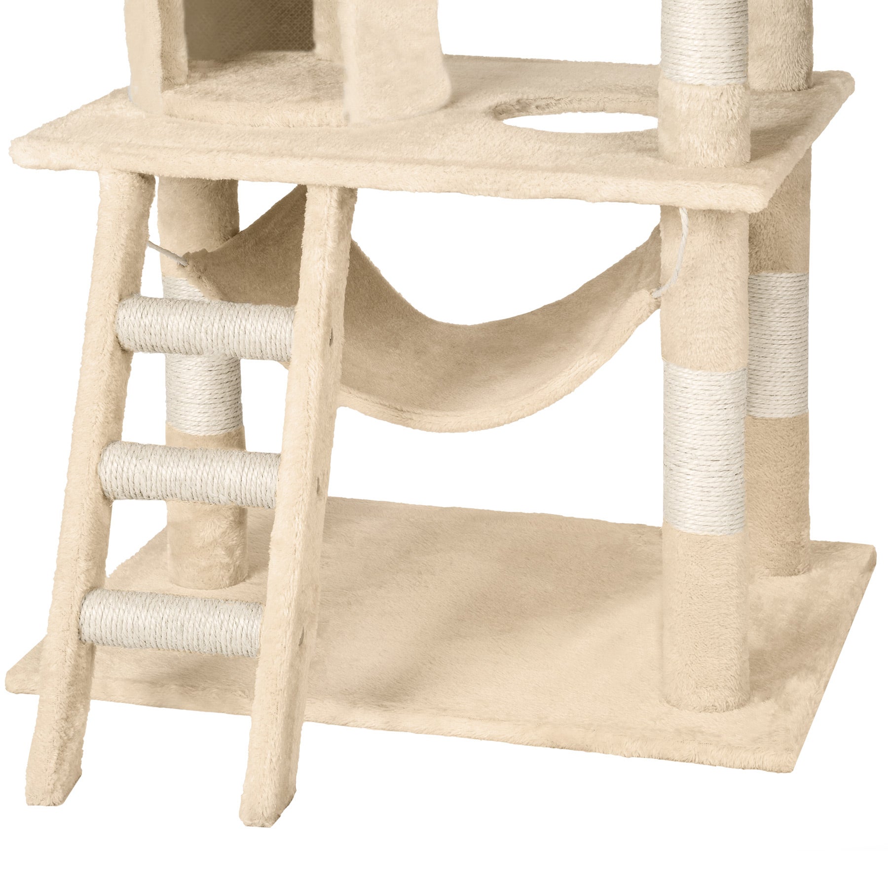 Arbre à chat en sisal avec griffoir, cordelette de jeu, hamac et système anti-basculement 86 x 49 x 141 cm TECTAKE - 9