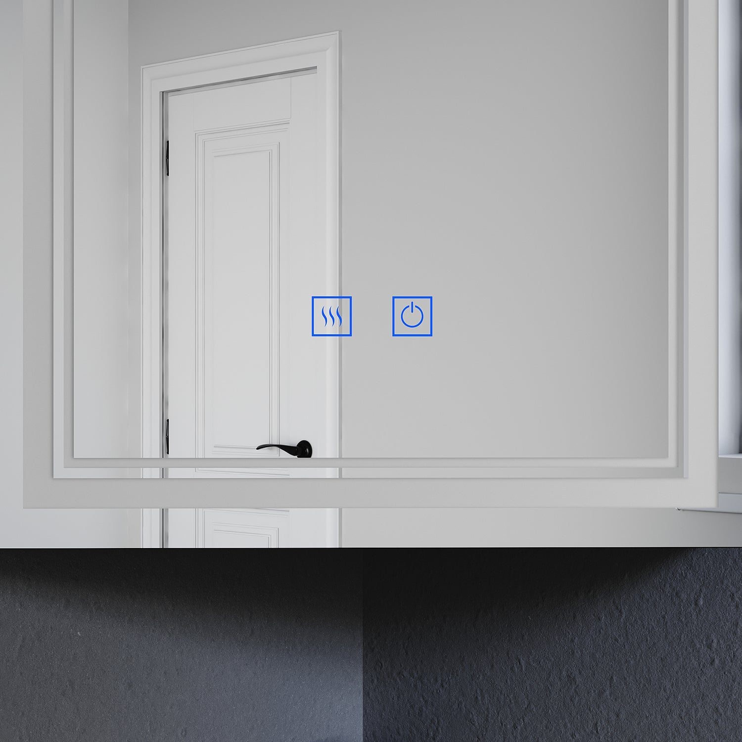 SIRHONA Suspendue de Salle de Bain avec LED Miroir Noir 38.5x70x16cm, Anti-buée Tactile Miroir avec Armoire de Rangement, pour Angle - 4