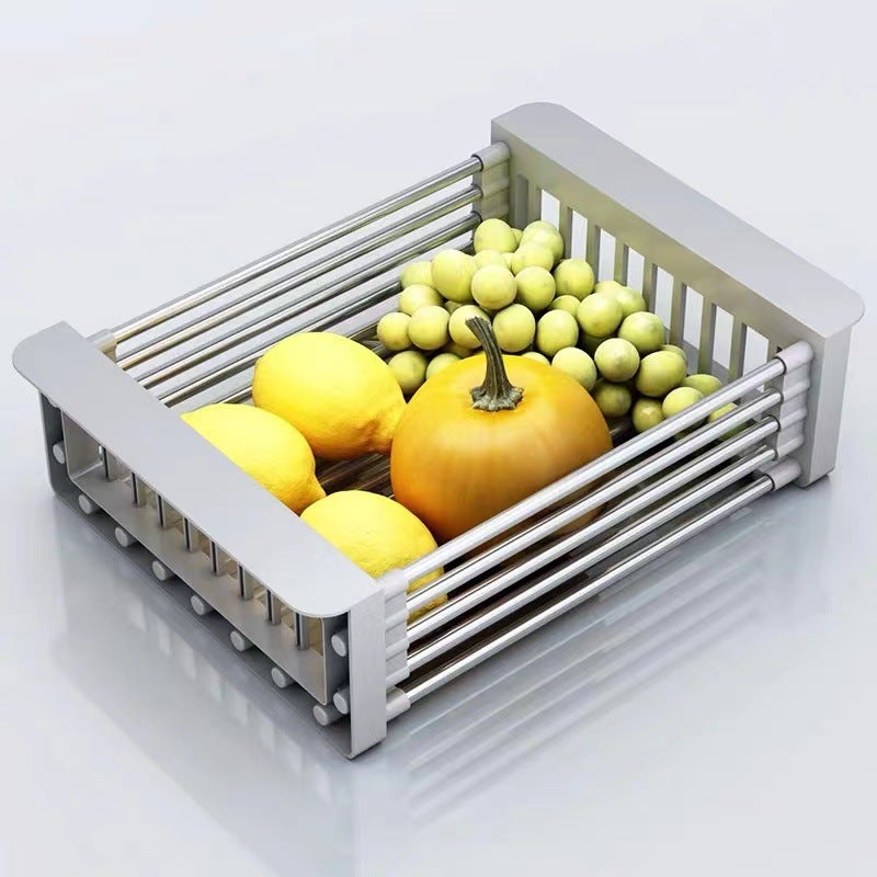 Égouttoir d’évier extensible en acier inoxydable 285-465 mm – Organisateur de cuisine réglable 22,5 × 9,5 cm - 4