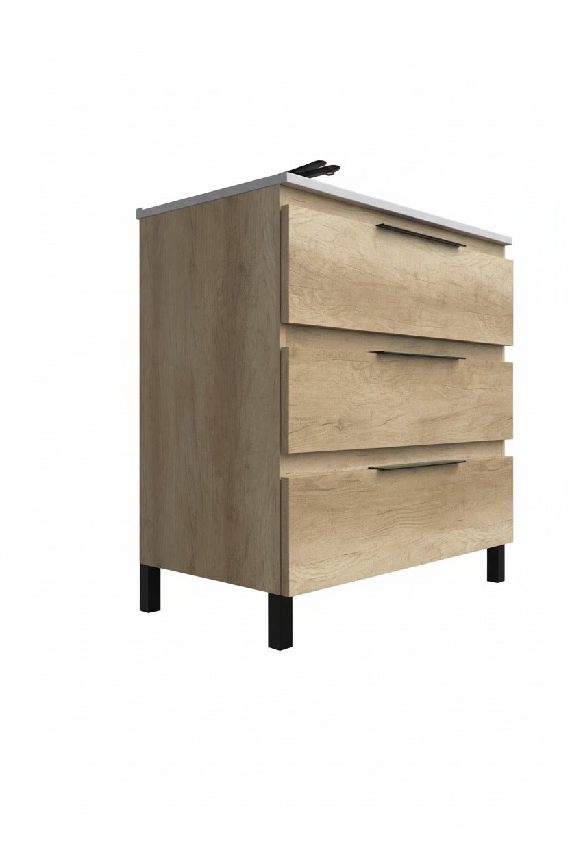 Aprilia set d'armoire et plan de travail en 100 cm, finition nébraska avec poignée directionnelle. - 2