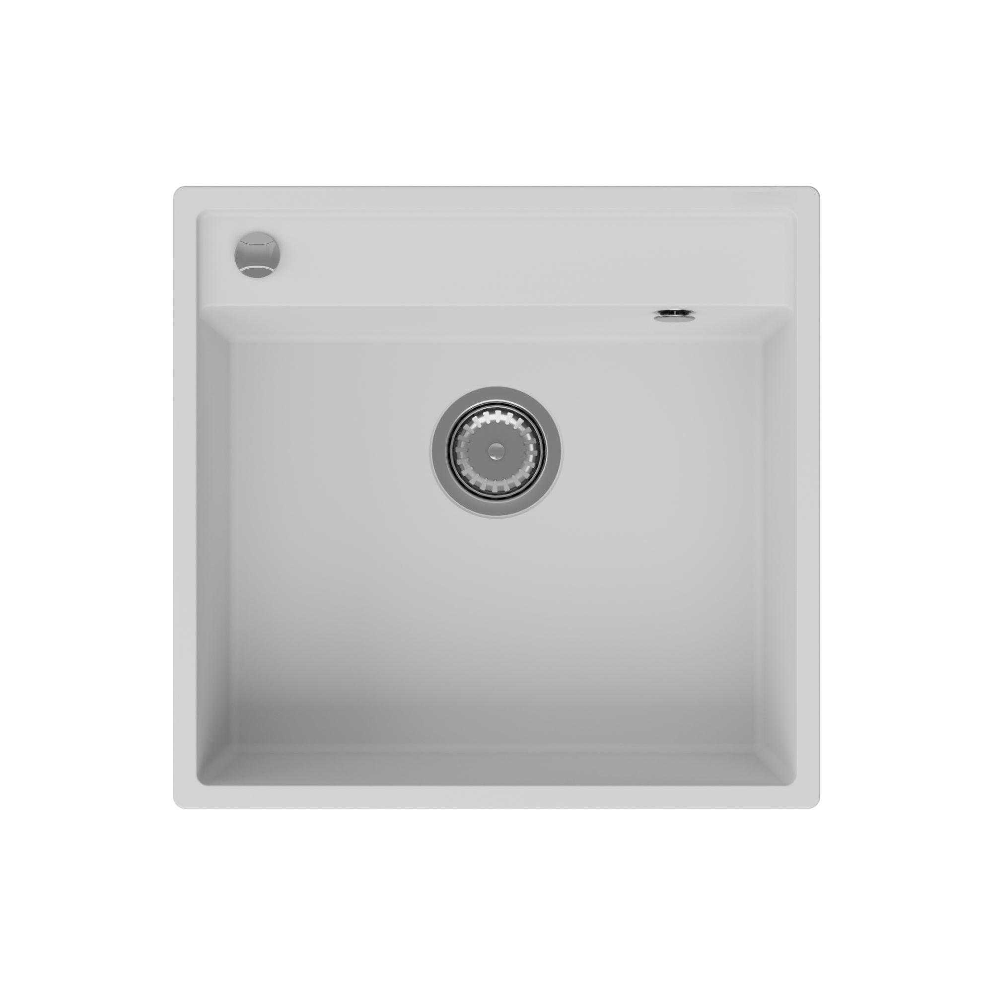 Zlewozmywak granitowy GranMaster 530x500x204 mm, jednokomorowy bez ociekacza, biały 1 szt.