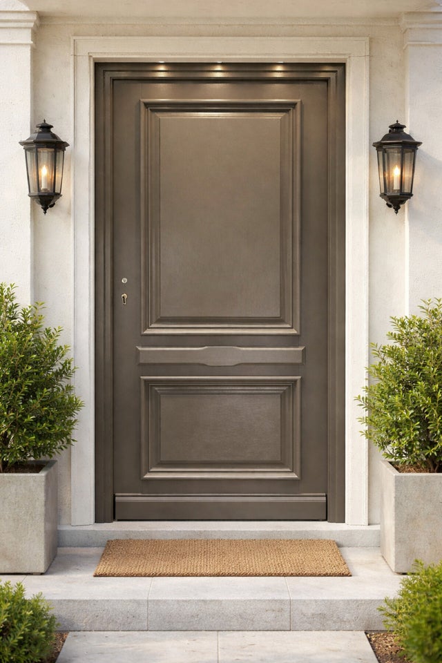 Porte D'entrée Bois Pleine Cassy Gris Quartz, H215 X L90 Cm Côte Tableau P.droit Gd Menuiseries