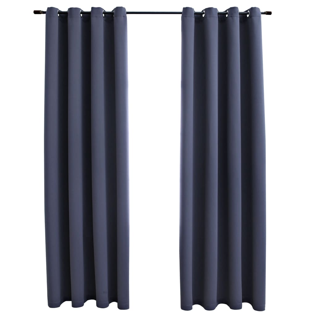 2 piezas cortinas opacas | cortinas oscurantes con anillas de metal antracita 140x225 cm cfw31347