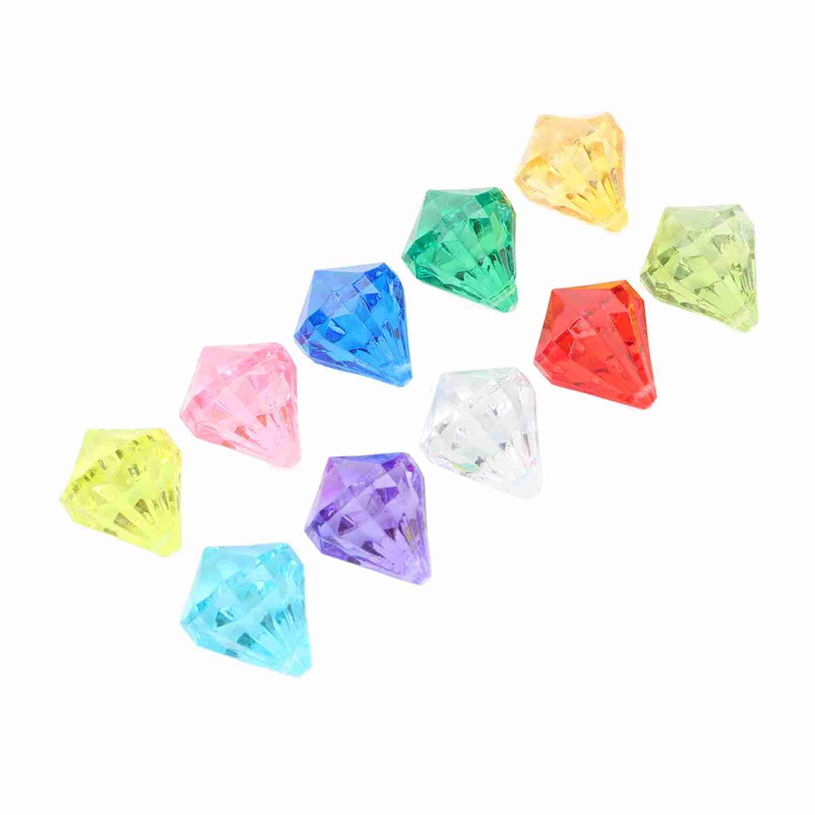 Lot de 10 jouets de plongée en diamant en acrylique avec boîte dorée colorée pour garçons et filles - 3