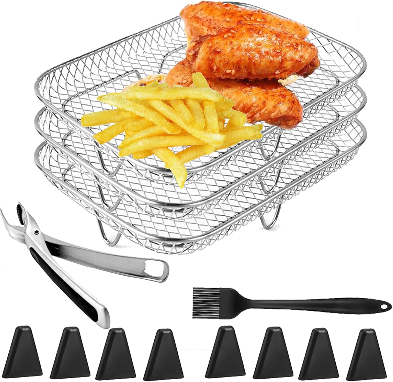 Griglia per friggitrice ad aria, griglia di ricambio per doppio cestello per friggitrice ad aria, griglia per barbecue a doppio strato obliqua | Leroy Merlin