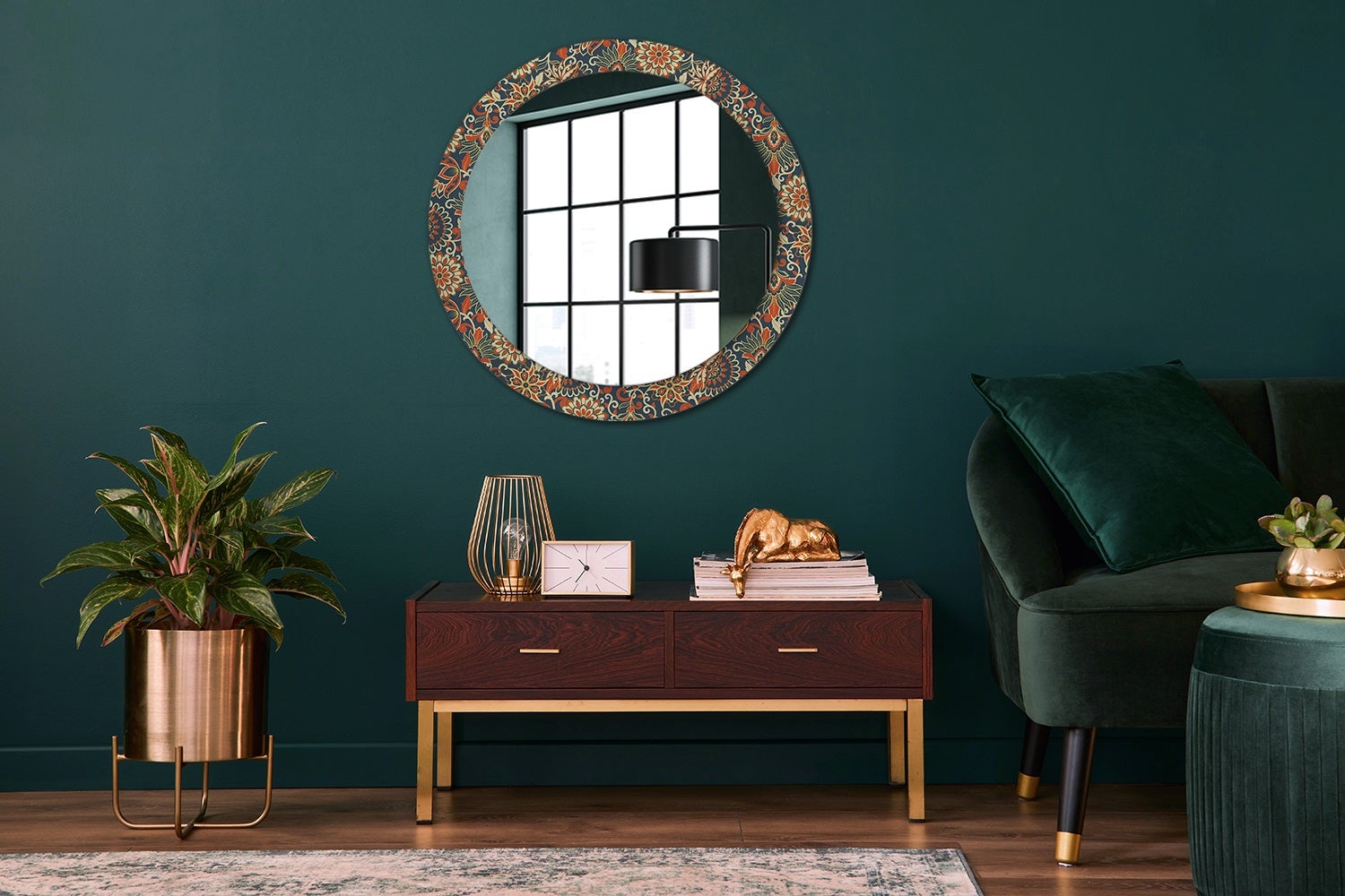 Specchio Decorativo Rotondo Ondulato In Legno 66 Cm – Moderno Boho Chic Per Soggiorno, Bagno, Ingresso E Camera Da Letto - 5