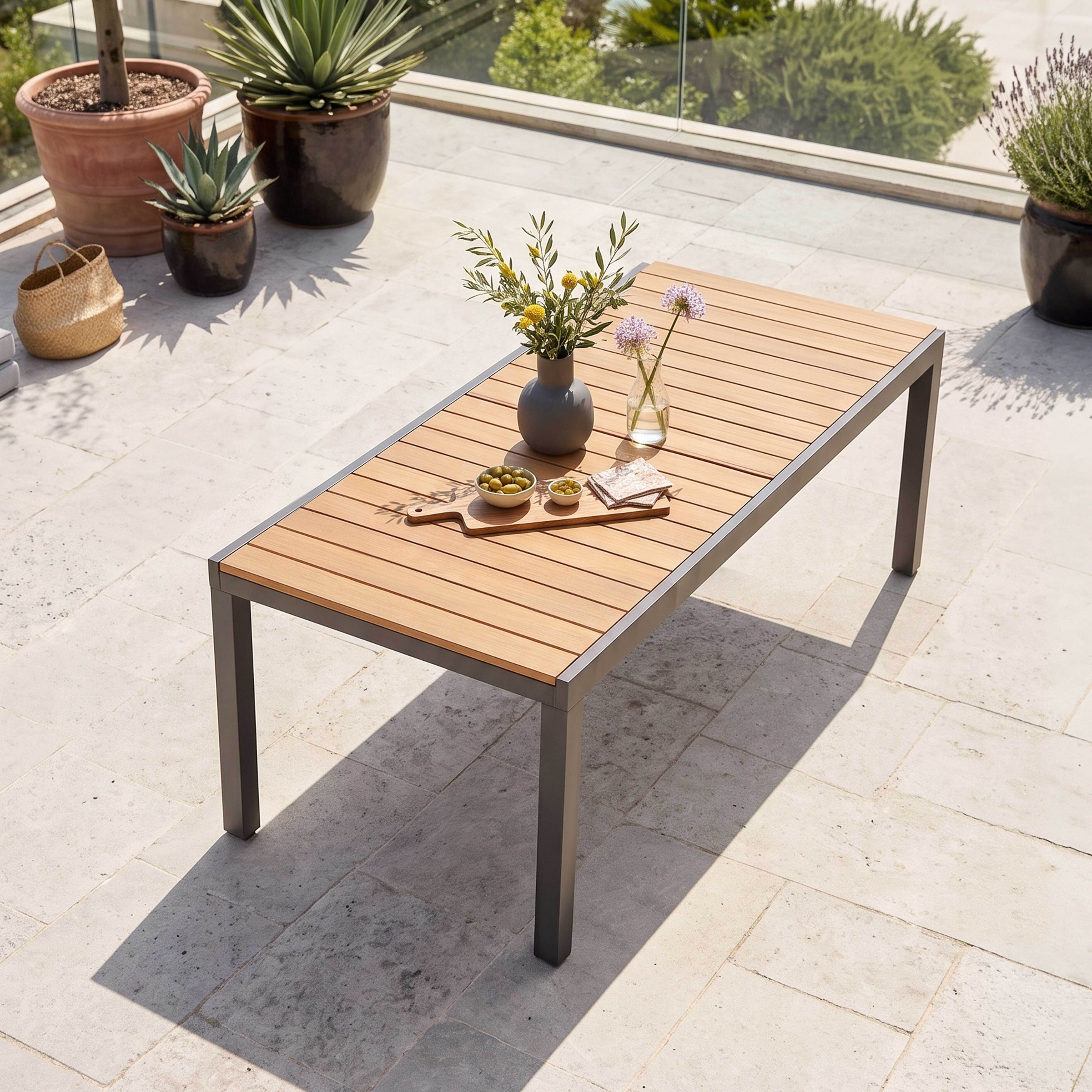 Salon de jardin 10 places, 8 chaises et 2 fauteuils en aluminium - 4