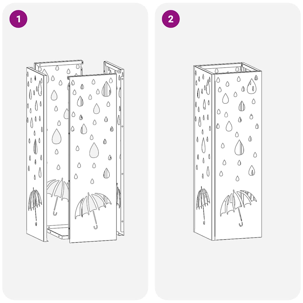 Porte-parapluies noir 15,5 x 15,5 x 49 cm en acier - 7