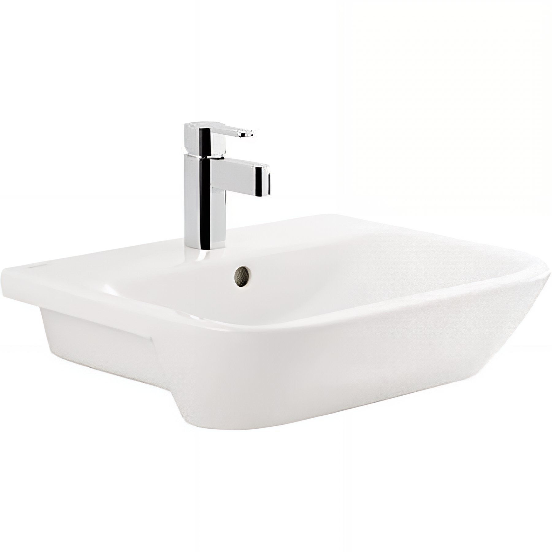 Lavabo semi encastre céramique traditionnelle SANINDUSA 54 Look blanc - 3
