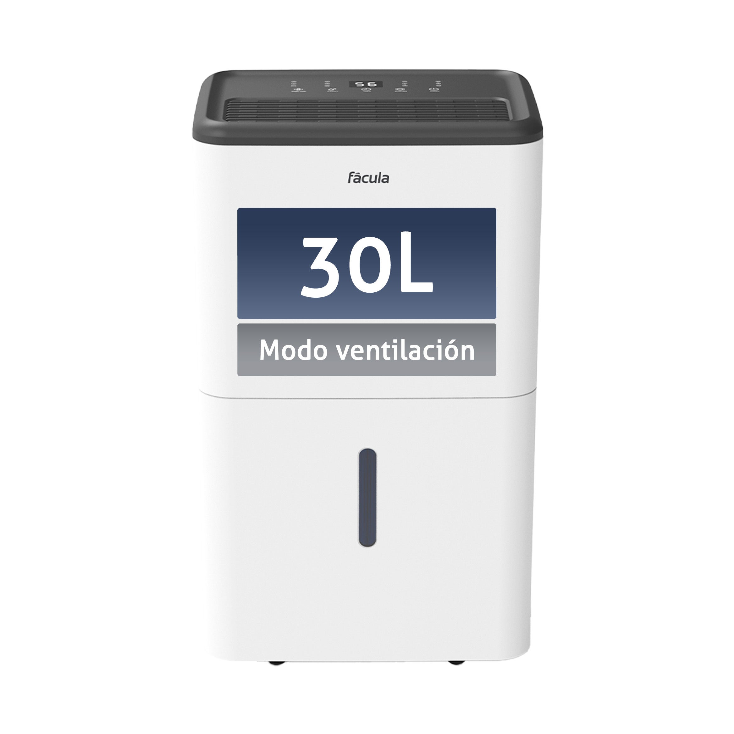 Fácula - deshumidificador siroco 30 l/día | modo ventilación | depósito extraíble 6,5l | secado de ropa | temp 1-24h