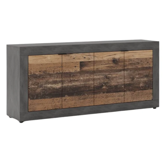 Komoda Drewniana Do Salonu Przedpokój Biura Vintage Dąb Grafit BLAGO 180 cm