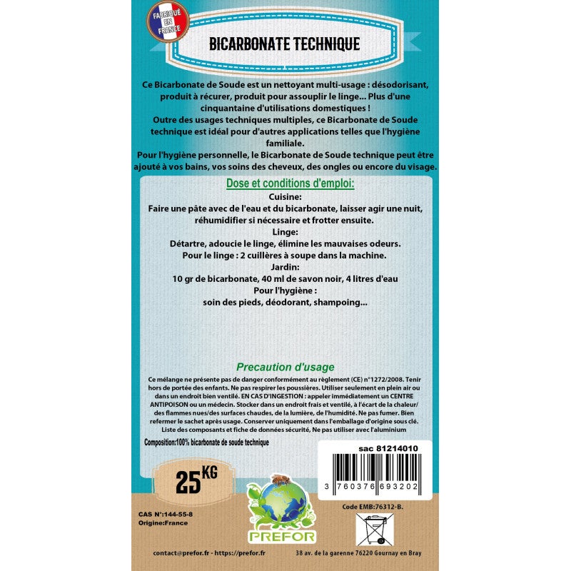 Bicarbonate de soude technique Sac 25kg - 2