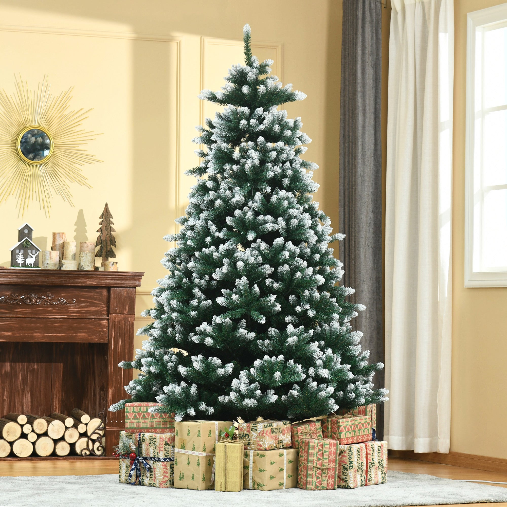 Árbol de Navidad Artificial HOMCOM Plástico Verde 130x130x210 cm - 3