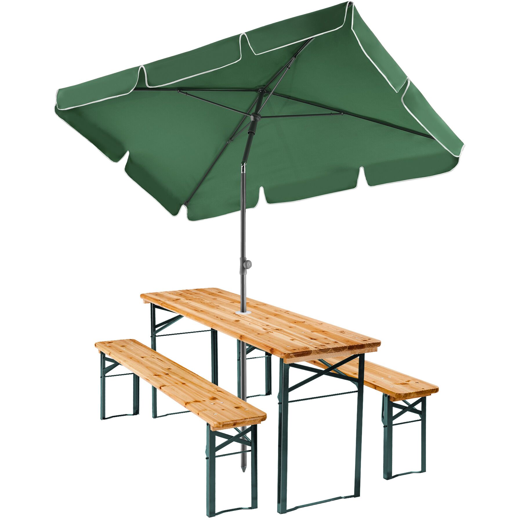 Ensemble de table et chaises de jardin style brasserie en acier 4 places pliable avec support pour parasol TECTAKE - 2