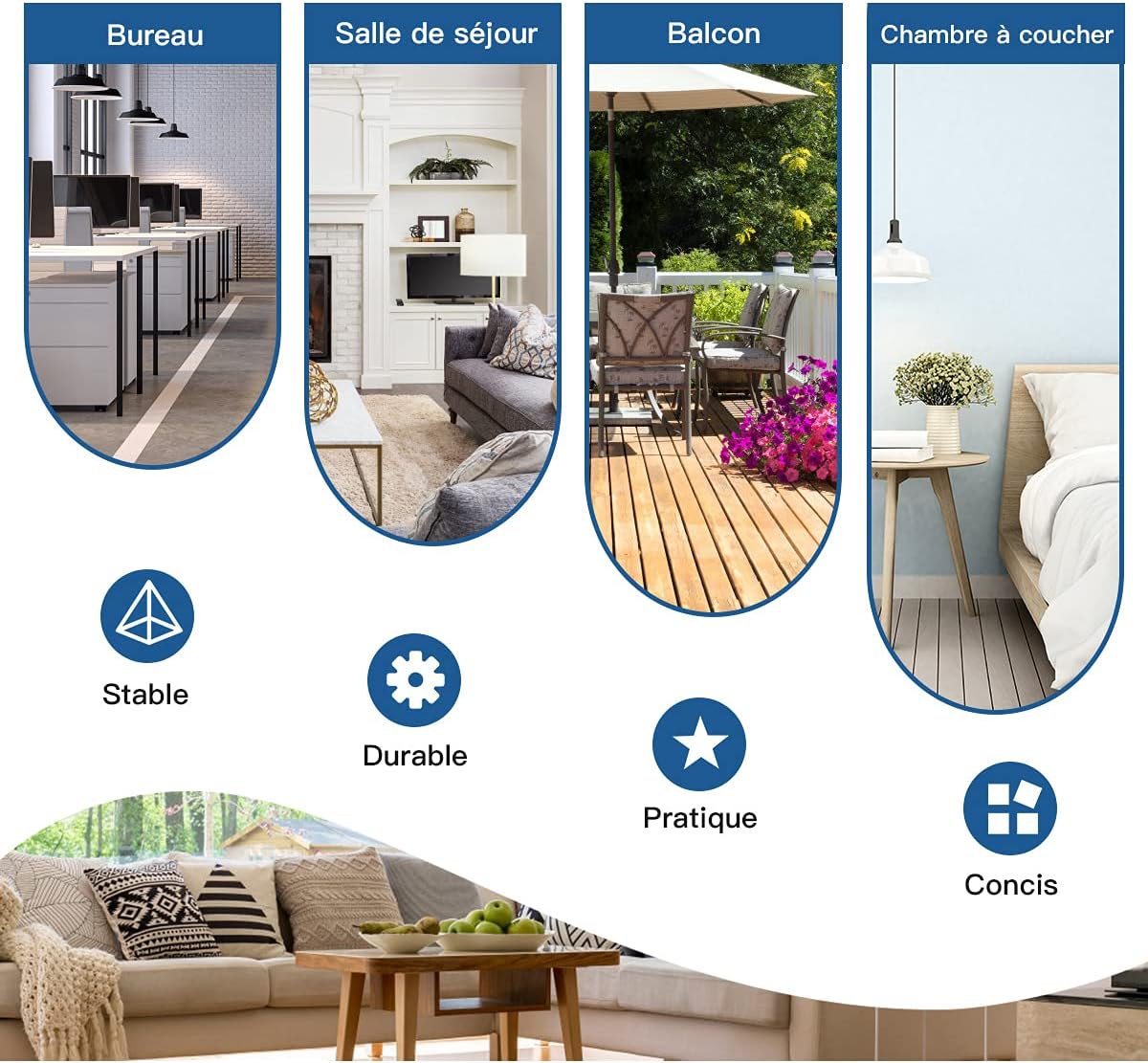 Cloison à 3 Panneaux, Paravent Pliable avec Charnières Résistantes en Acier, Cloison Autoportante, 260 x 183cm (Noir) - 8