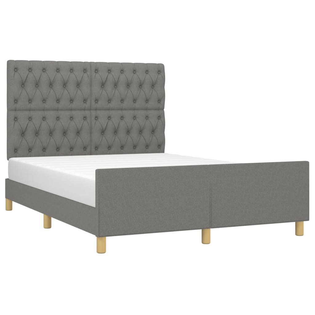 Cadre de lit sans matelas gris foncé 140 x 200 cm en tissu - 3